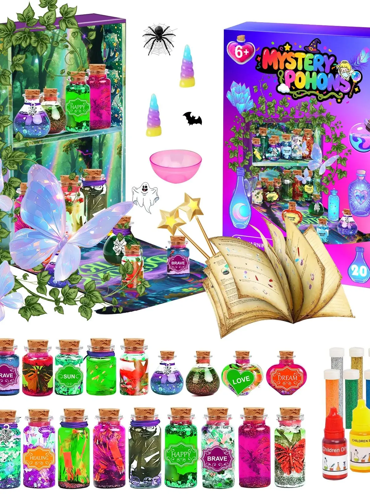 Drei Sets mit Zaubertränken für Kinder, Märchen-Bastelsets, Medizinische Wasserfläschchen, Geburtstagsgeschenke, Schule und Heim-Bastelsets, DIY-Aktivitäten – Detail 3