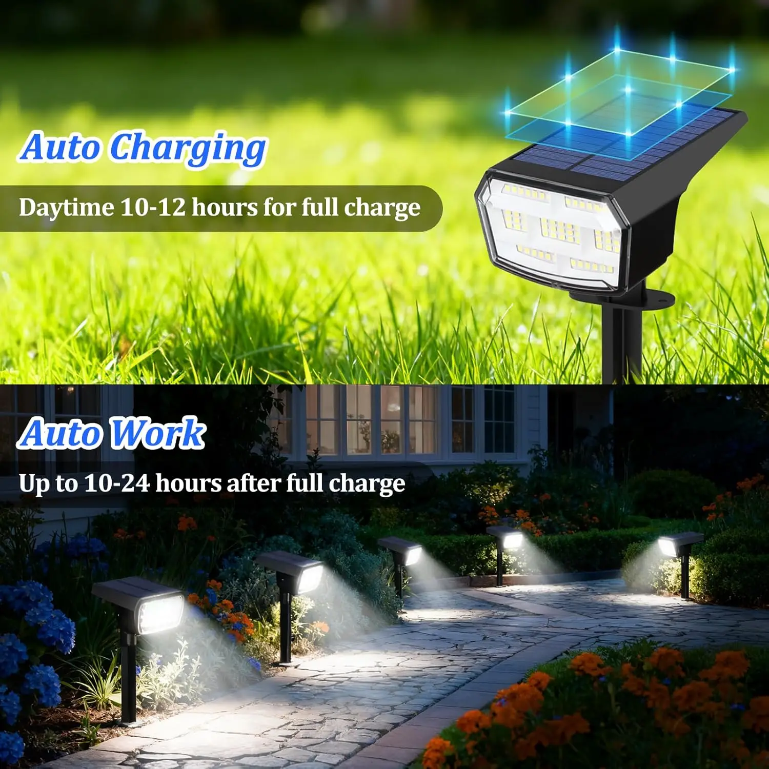 6-Pack Solar Spot Lights Outdoor Waterproof IP65, 3 Lighting Modes 2-in-1 Landscape Lights with 59 LEDs for Garden Pathway
