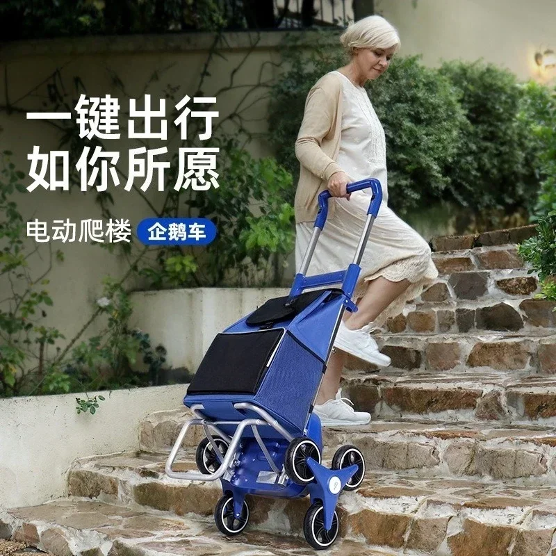 Electric Stair-Climbing Shopping Trolley – 30kg Load Capacity, Foldable Frame with 180° Handle, for Seniors & Grocery Transport