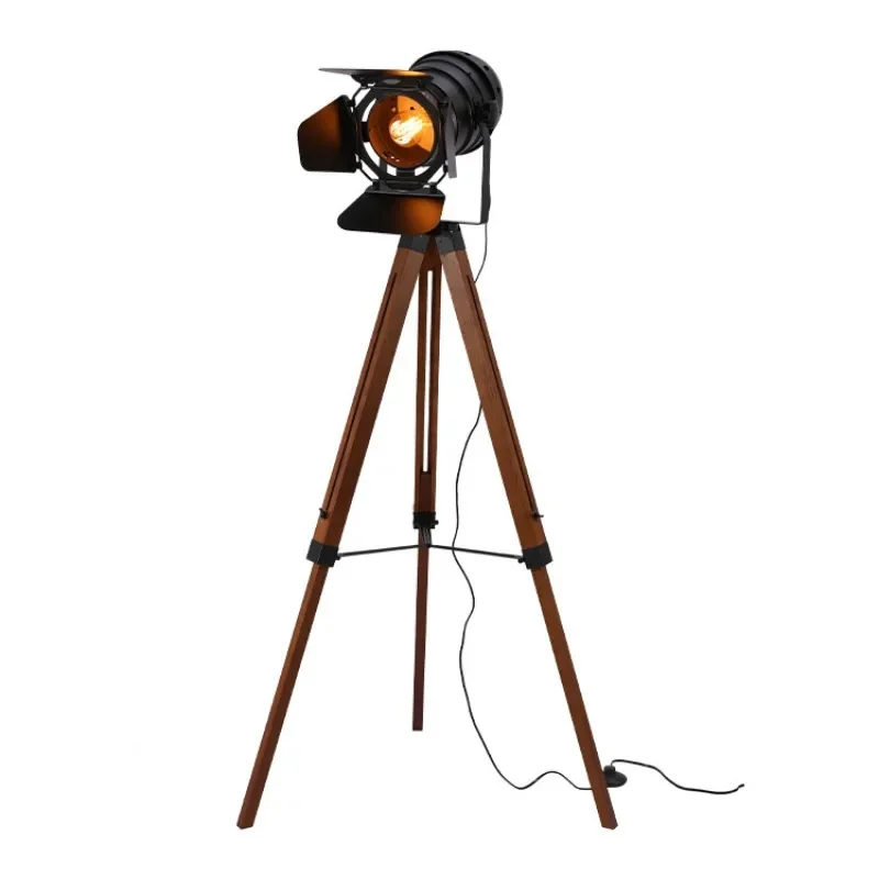 Exploring retro industrial wind solid wood led remote control creative lamps living room advanced floor lamp