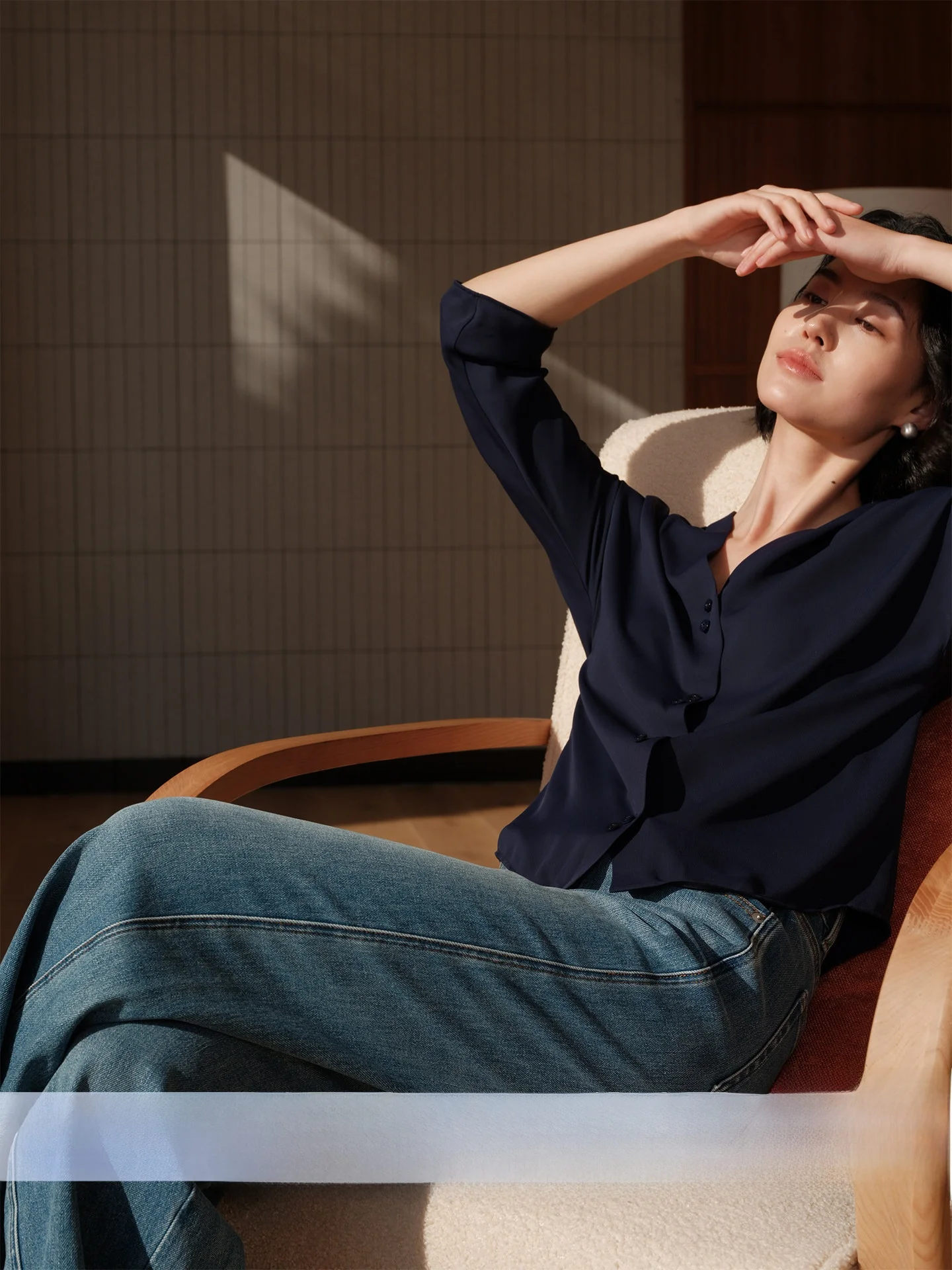 

Chic Simple Pure Color Long Sleeve Polyester Silk Wrap Neck Sleeveless Commute Shirt Women's French Style Comfortable Breathable