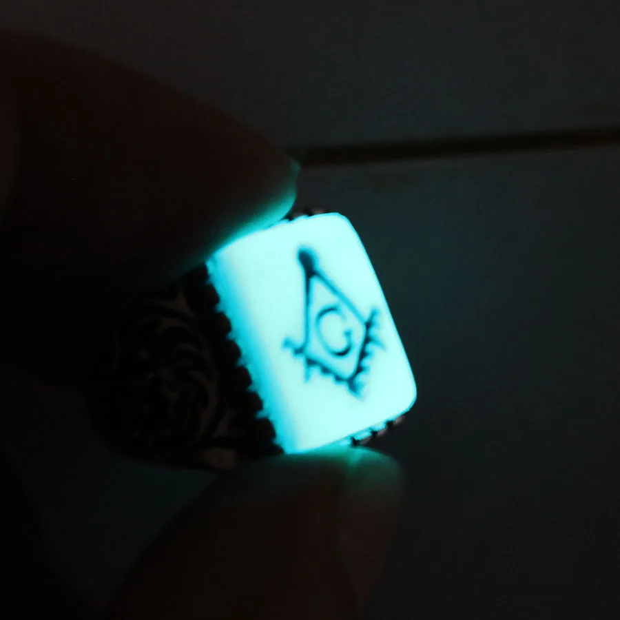 New glow ring Free and Accepted Masons Ring men women Glowing Ring Luminous freemason rings gift Glow In The Dark Jewelry