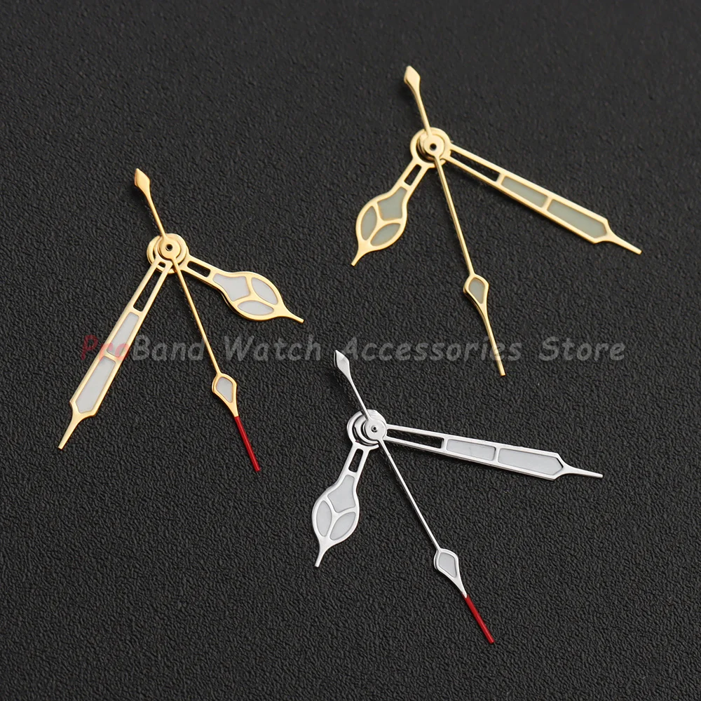 Modified Silver Gold Edged Coating Watch Hands for NH35 NH36 4R 7S Movements Watches Pointers Green Luminous Accessories Tools