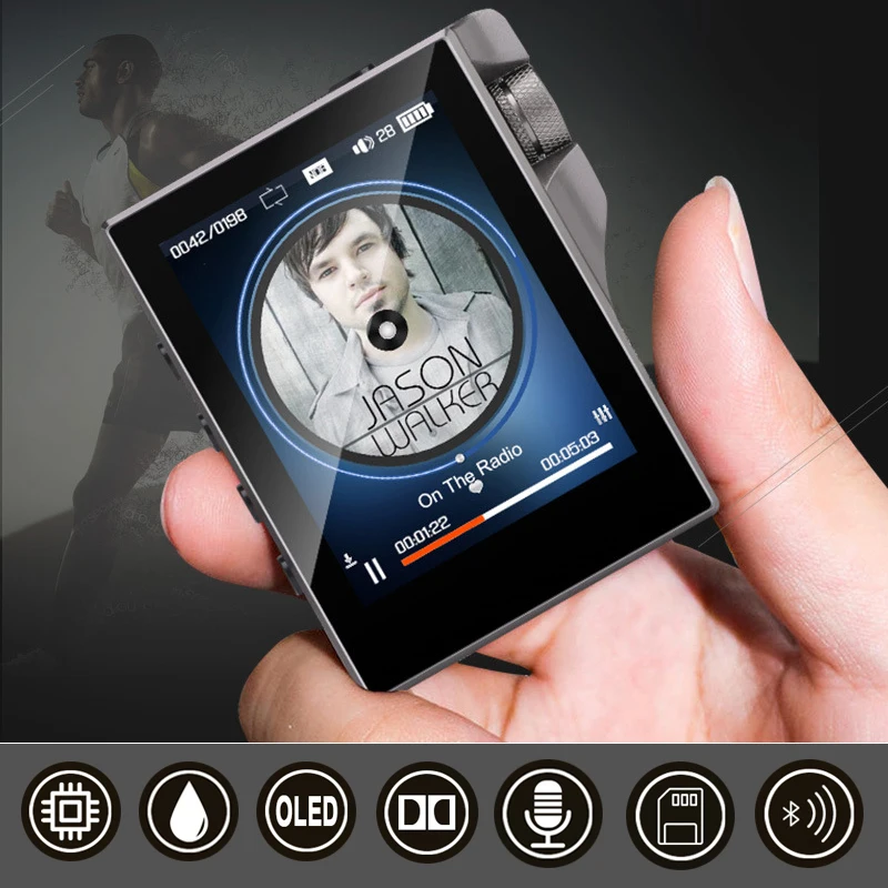 

Металлический Hi-Fi MP3-плеер, музыкальный плеер с поддержкой Bluetooth, без потерь, с сенсорным OLED-экраном 2,4 дюйма и FM-радио