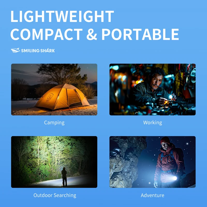 1PC SMILINGSHARK LED Flashlight USB Rechargeable Pocket Flash Light 5 Mode With Pen Clip Flashlight for Outdoor Adventure SD5304