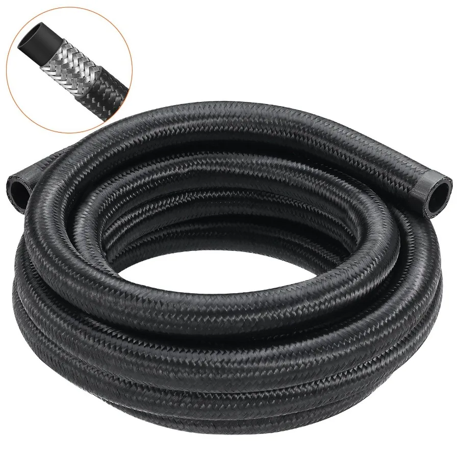 

10AN Fuel Line Kit 10 FT Fuel Hose Kit 0.55 Nylon Stainless Steel Braided Fuel Line Oil Gas Diesel Hose End Fitting Kit with 7