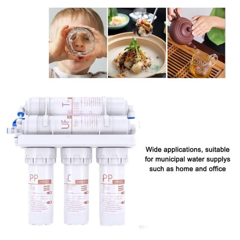 

Under Sink Drinking Water Purifier Filter 5 Stages Water Filtration System Household Kitchen Water Drinking Treatment With Tap