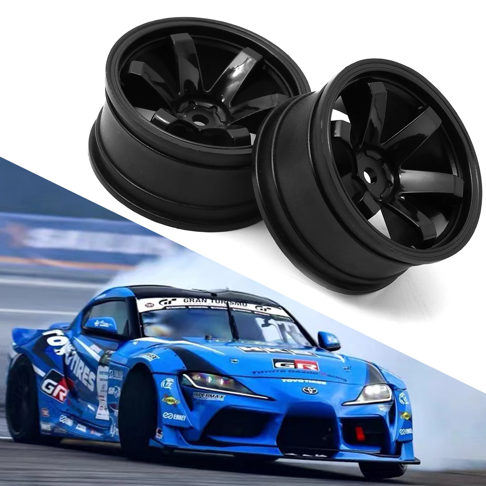 4pcs  Plastic Wheel Hub RC Racing Car Tires On Road Wheel Rim Fit For 1/10 HSP HPI RC Car Part Diameter  Tires 94123-94122 TT01