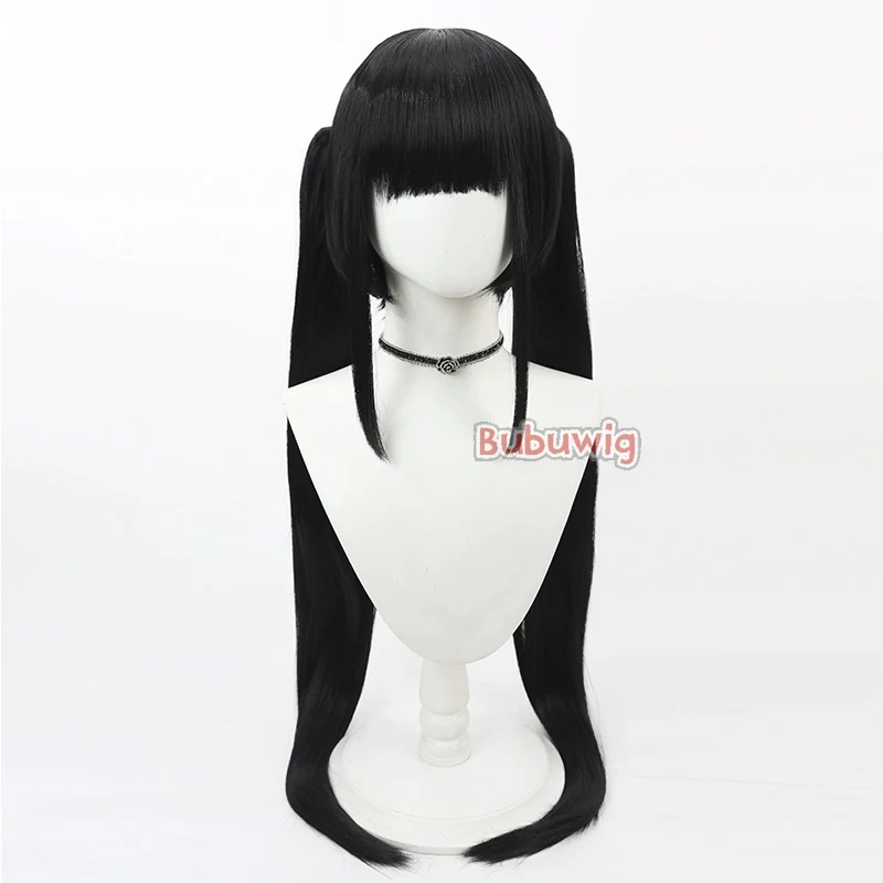 Bubuwig Synthetic Hair IJN Noshiro Cosplay Wigs Azur Lane IJN Noshiro 90cm Long Straight Black Ponytail Cos Wig Heat Resistant