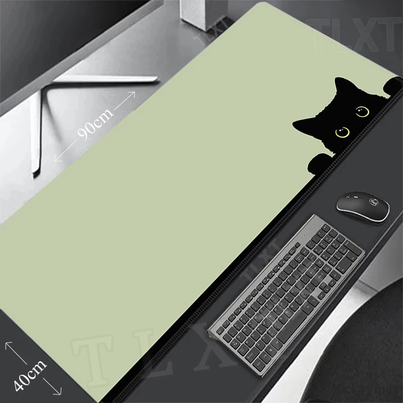 Cute Cat Large Mouse Pad Green Computer Mousepads Gaming Mousepad Big Keyboard Mat Gamer Mouse Pads Desk Mats 100x50cm