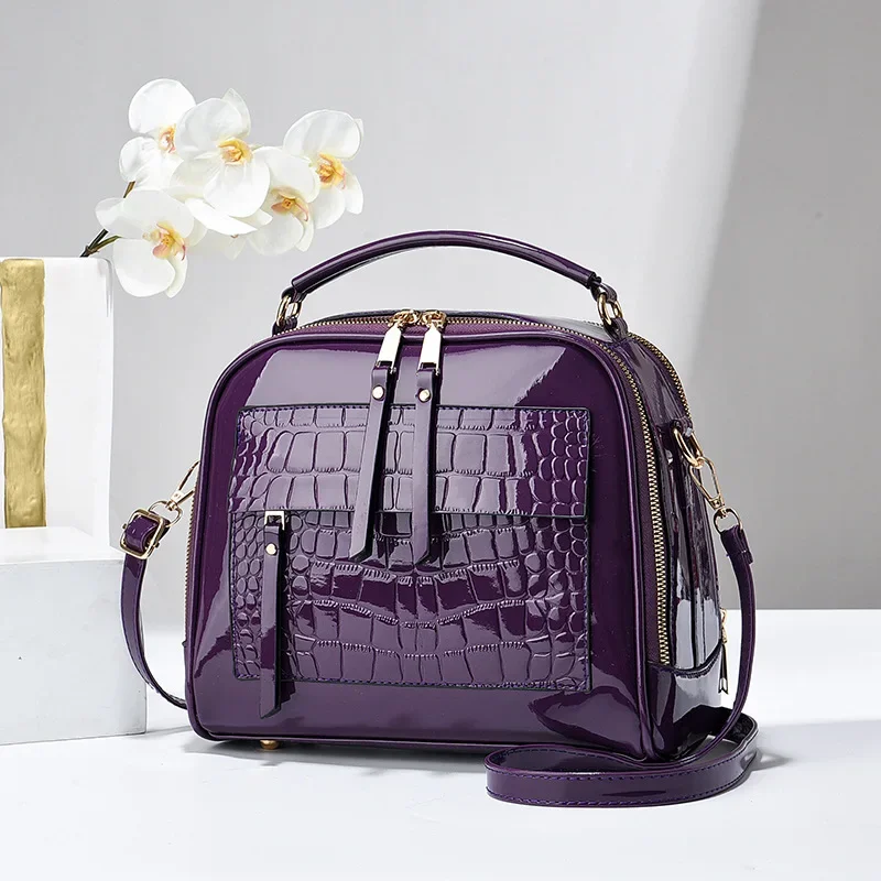 

New Fashion Alligator Women Handbags European Designer Patent Leather Lady Shoulder Bags Female Girl Brand Luxury Crossbody Bag