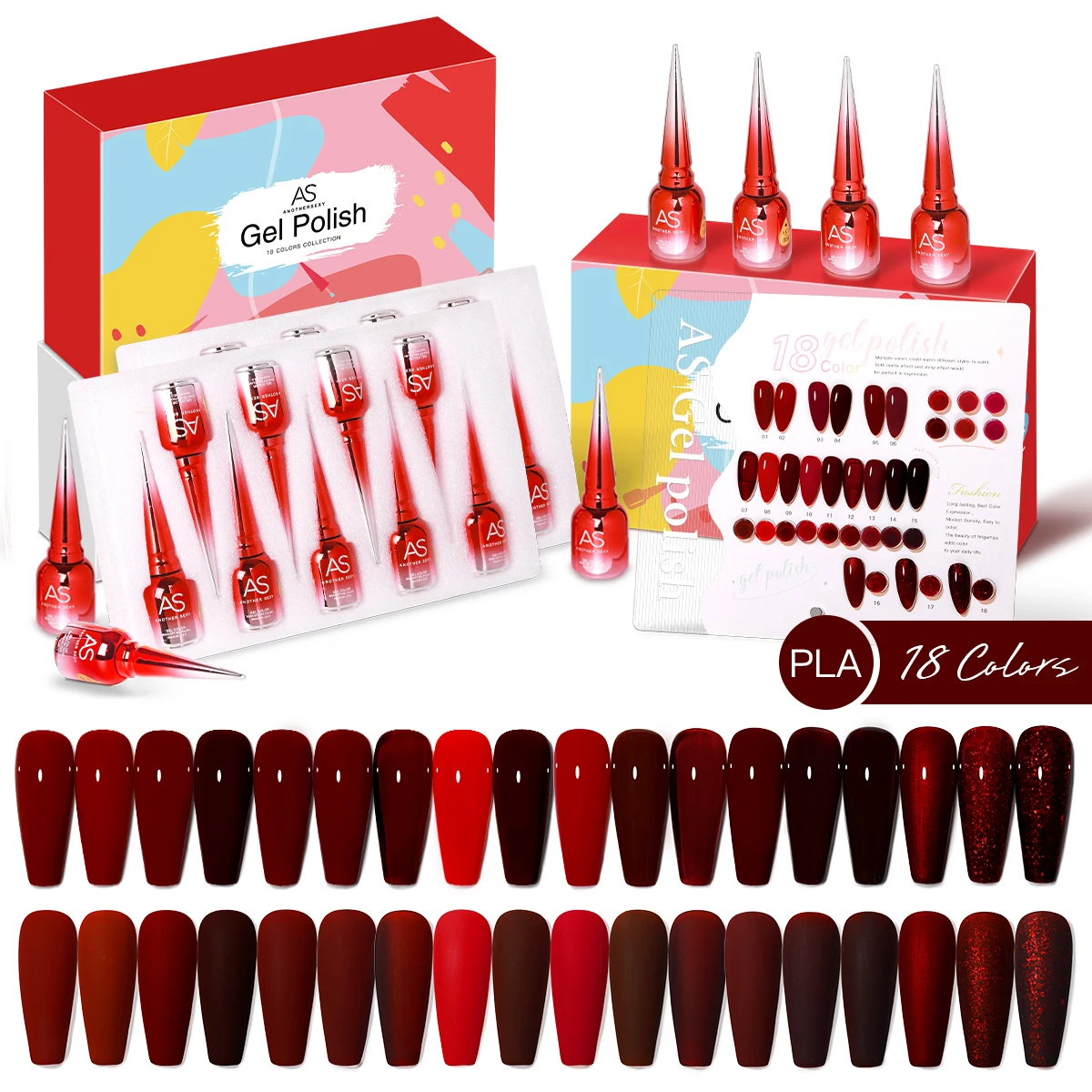 

AS 15ml Nail Gel Polish Red Dark Gel Polish Set Vernis Semi Permanent Nail Art Manicure Soak Off LED UV Gel Nail Varnishes Kit