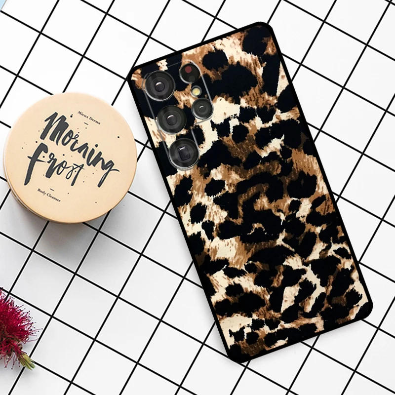 Tan Leopard Case For Samsung Galaxy S23 S20 FE S21 S22 Ultra Note 20 S8 S9 S10 Note 10 Plus Phone Coque