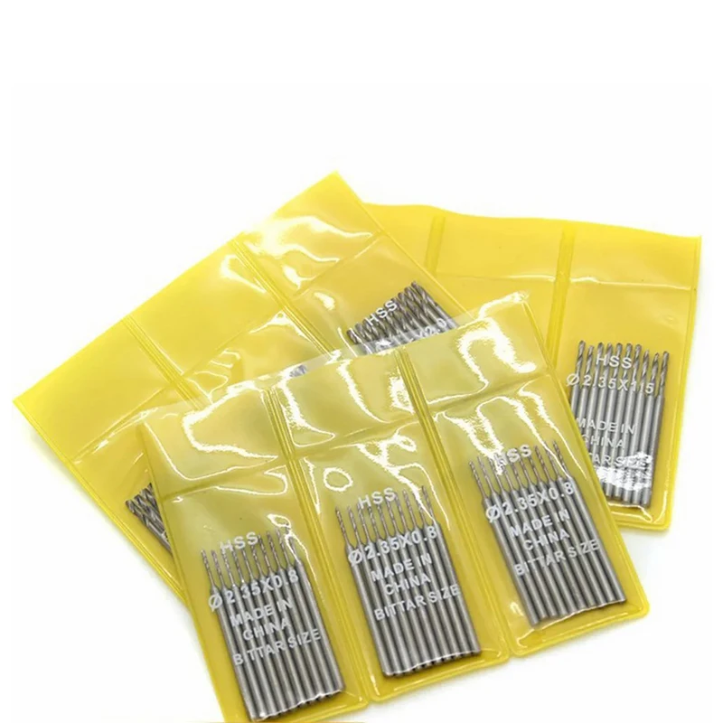 Wholesale 10pcs/pack 0.5-1.5mm Twist Drill Jewelry Mini Rotary Drilling Carving Tool 2.35mm Shank HSS Steel Drill Bits