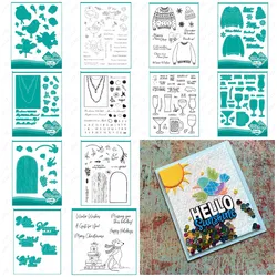 Matrices de Découpe en Métal et Timbres, Motif Arbre de Noël, Vacances, Bricolage, Carte de Scrapbooking, Cailloux, Cartes en Papier, Timbre d'Album Fait à la Main