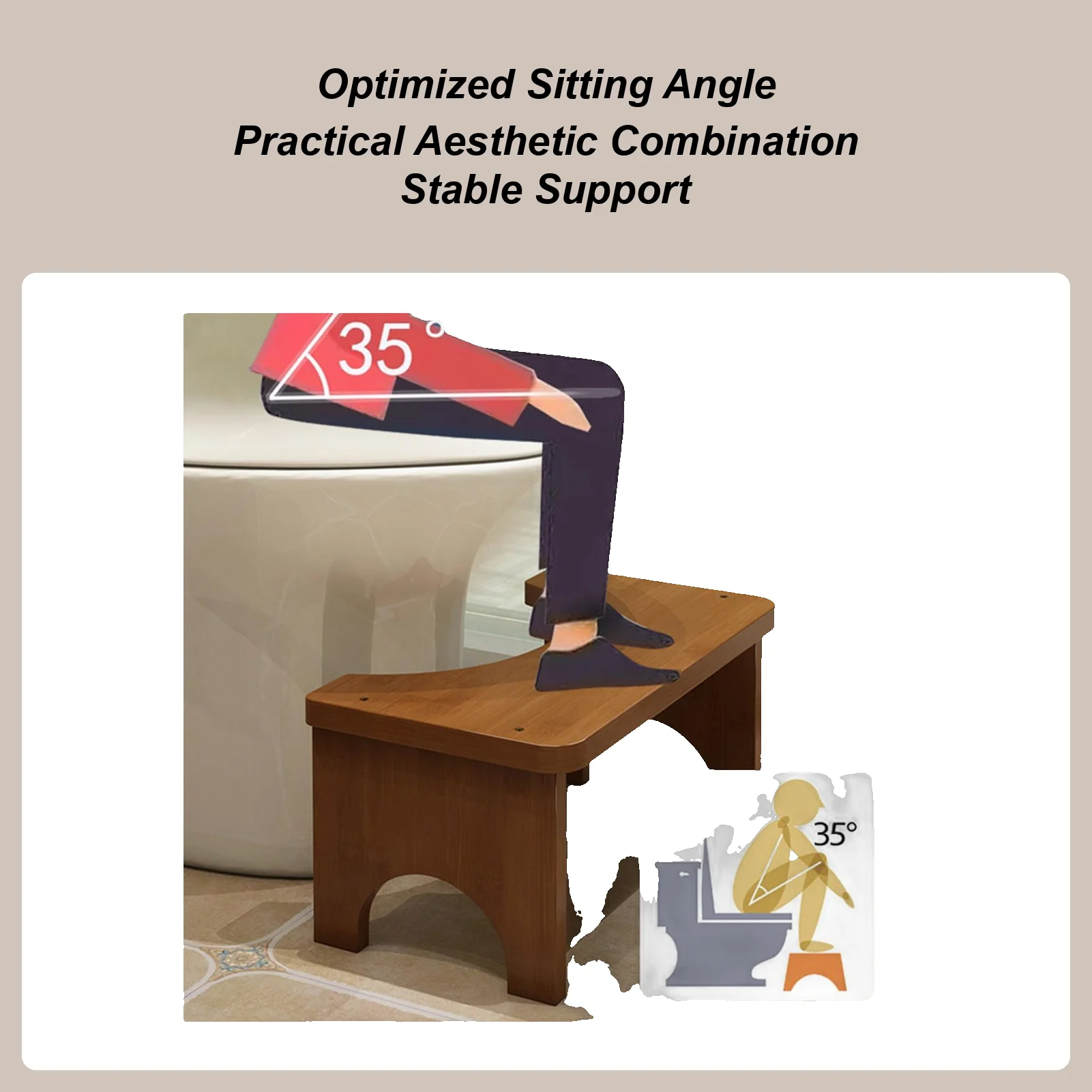 

Toilet Stool Wooden Toilet Seat Step Non-Slip Potty Step For Adults Elderly Children Home Bathroom Shower Camping Travel