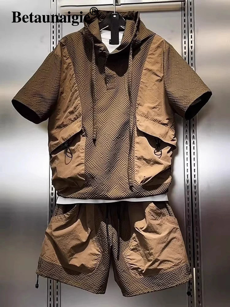 

Спортивный костюм Qui-Dry для мужчин: текстурированная летняя повседневная толстовка и шорты, комплект из двух предметов, хлопок/полиэстер...