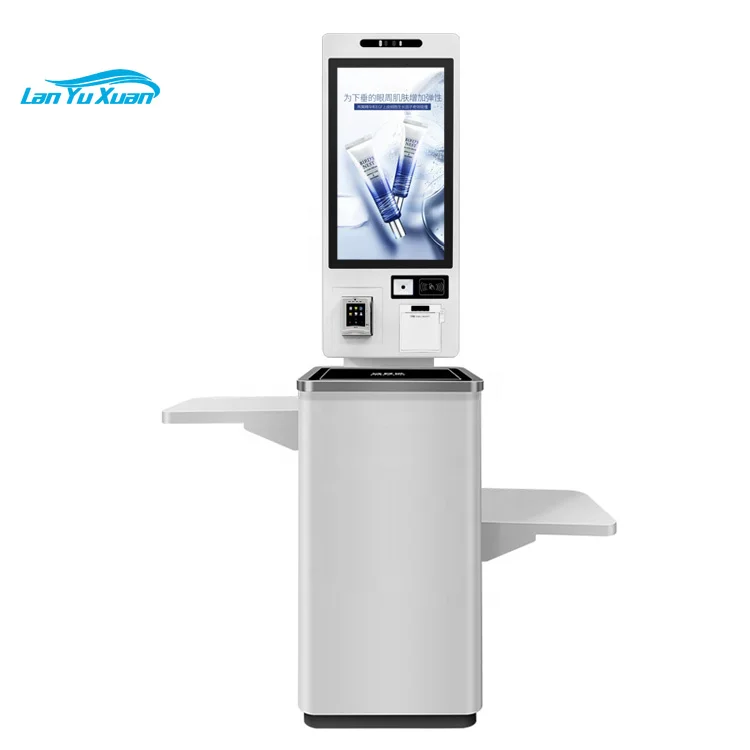 24 inch self service supermarket barcode scanner touch screen kiosks digital signage