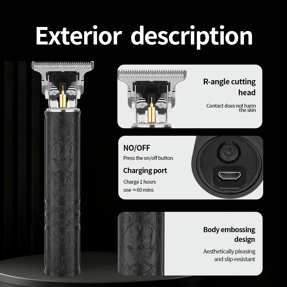 Beard & Hair Trimmer Men, Vintage Hair Clippers, Next-Gen Upgrade | 180-min Running time, Metal Wire Drawing Process, Type-C Rechargeable, Cordless Electric Shaver & Razor Edgers Trimmer