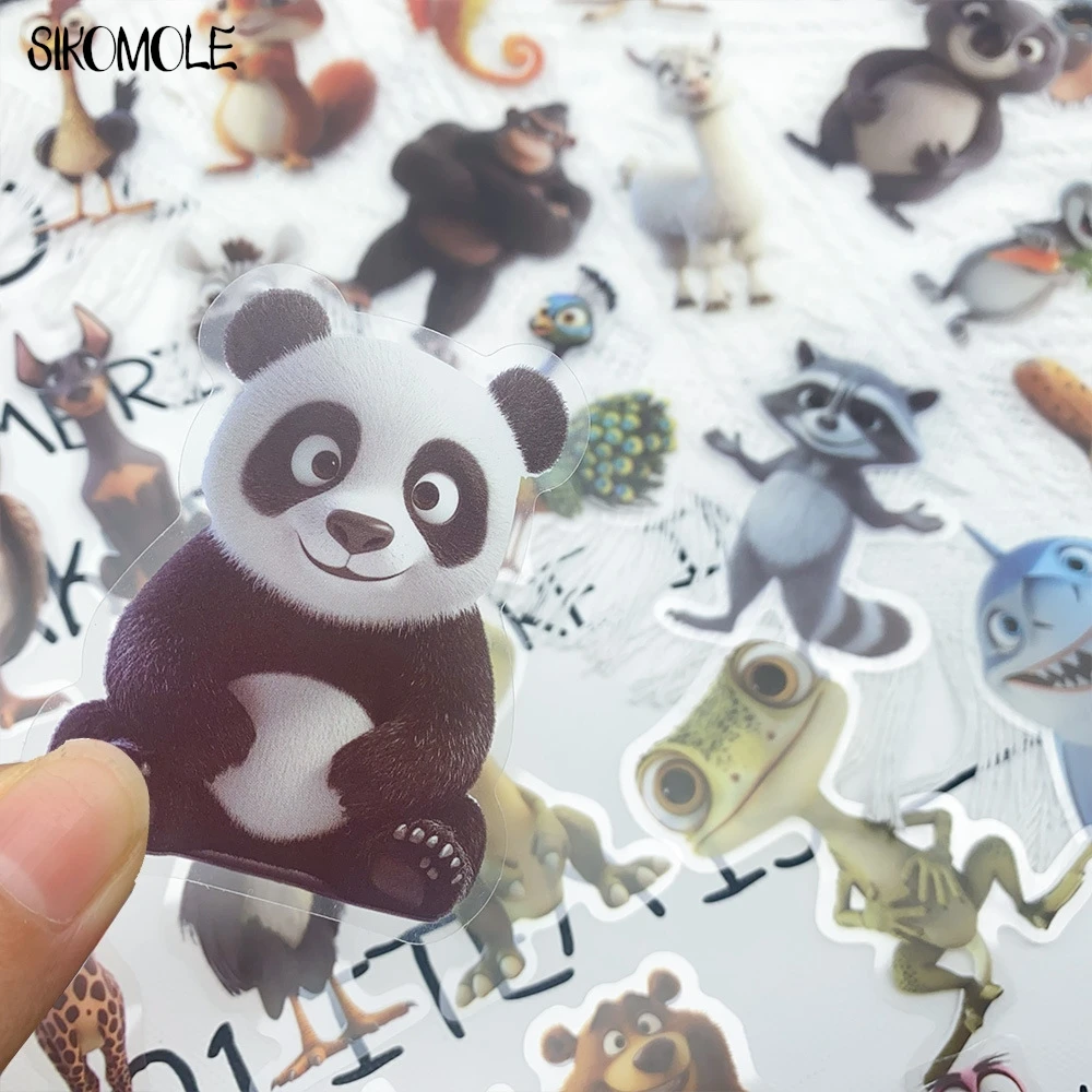 50 Uds. De pegatinas divertidas de animales pequeños de dibujos animados, calcomanías transparentes para mascotas, juguete de papelería, guitarra, bicicleta, portátil, equipaje, pegatina de Graffiti