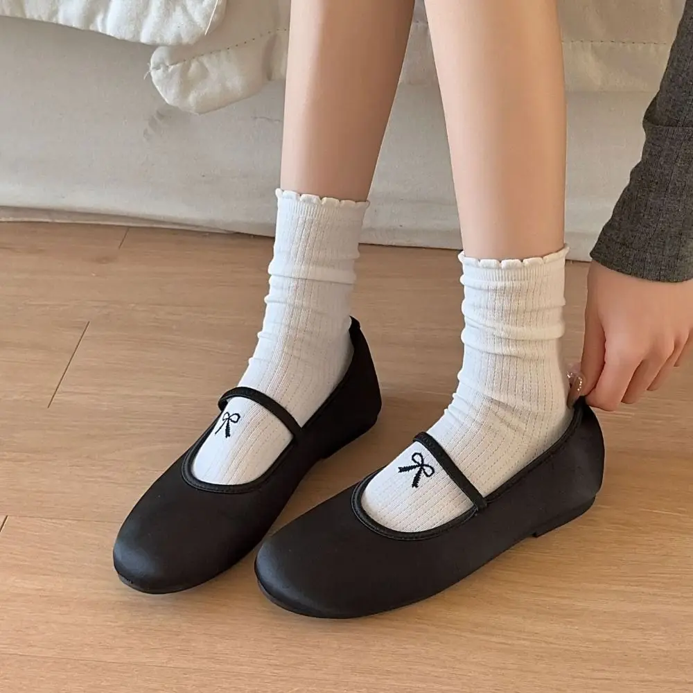 

Balletcore Socks Cotton Bow Socks Calf Leg Hosiery Loose Bubble Soft Breathable Comfortable Elastic Sox Fashion Casual JK Socks