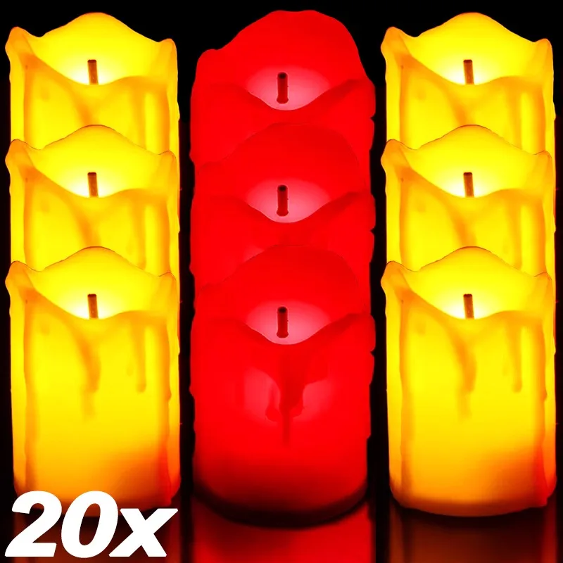 20/1Pcs Flameless LED Candle Lights Flickering Tea Light Fake Candles for Christmas Halloween Wedding Home Decorations Lamps