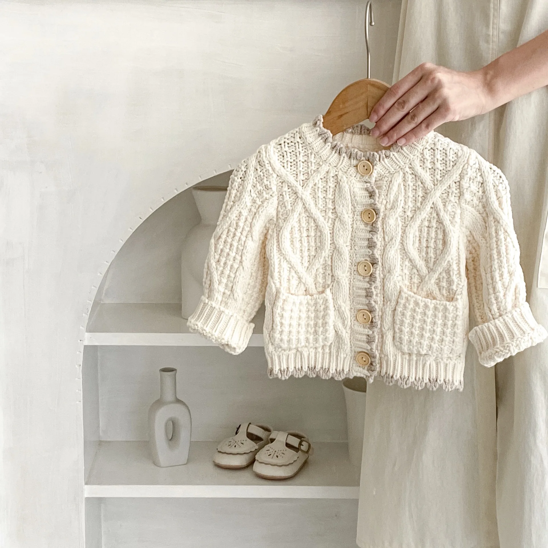 Pull en coton à manches longues pour bébés filles, tricots solides, manteau pour tout-petits, veste pour enfants, cardigan décontracté pour enfants, automne, nouveau, 2025