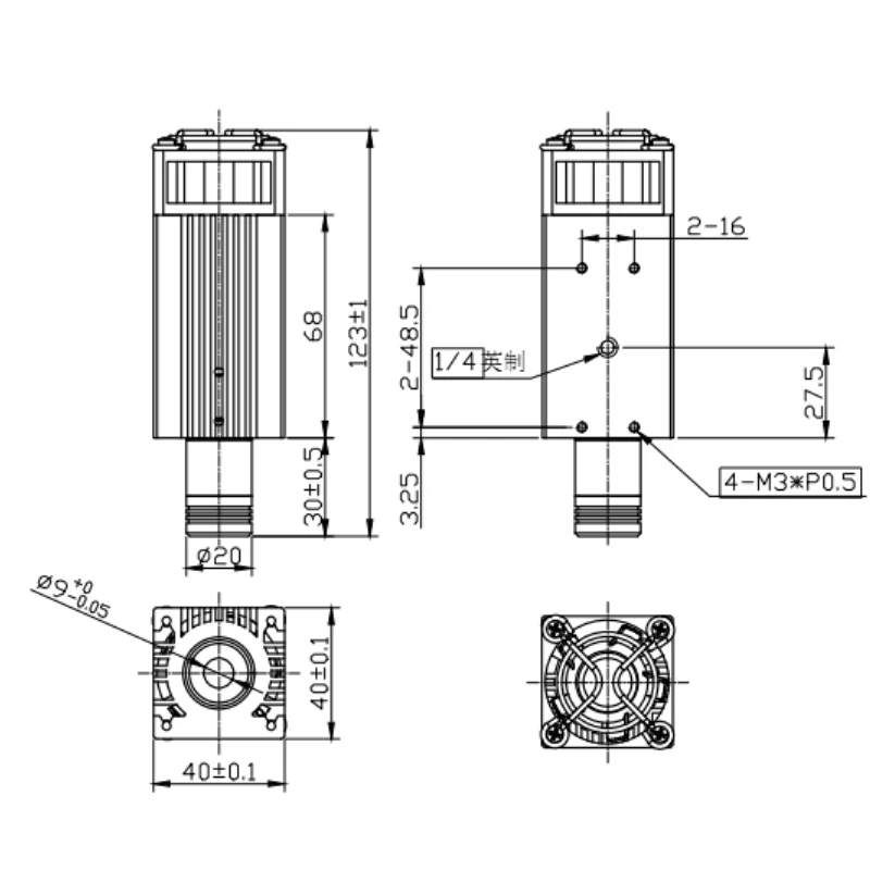 High Power Focusable 450nm Blue Line/Cross Line/Dot Laser Diode Module 100mW 200mW with Cooling Fan (Free With Bracket)