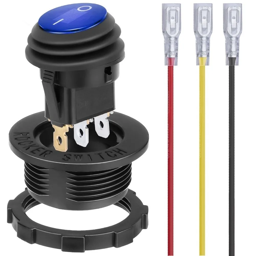 Automotive Dashboard Switch 12V Round Rocker Switch 3 Pin SPST Configuration Dustproof Plastic Housing Switch Yellow