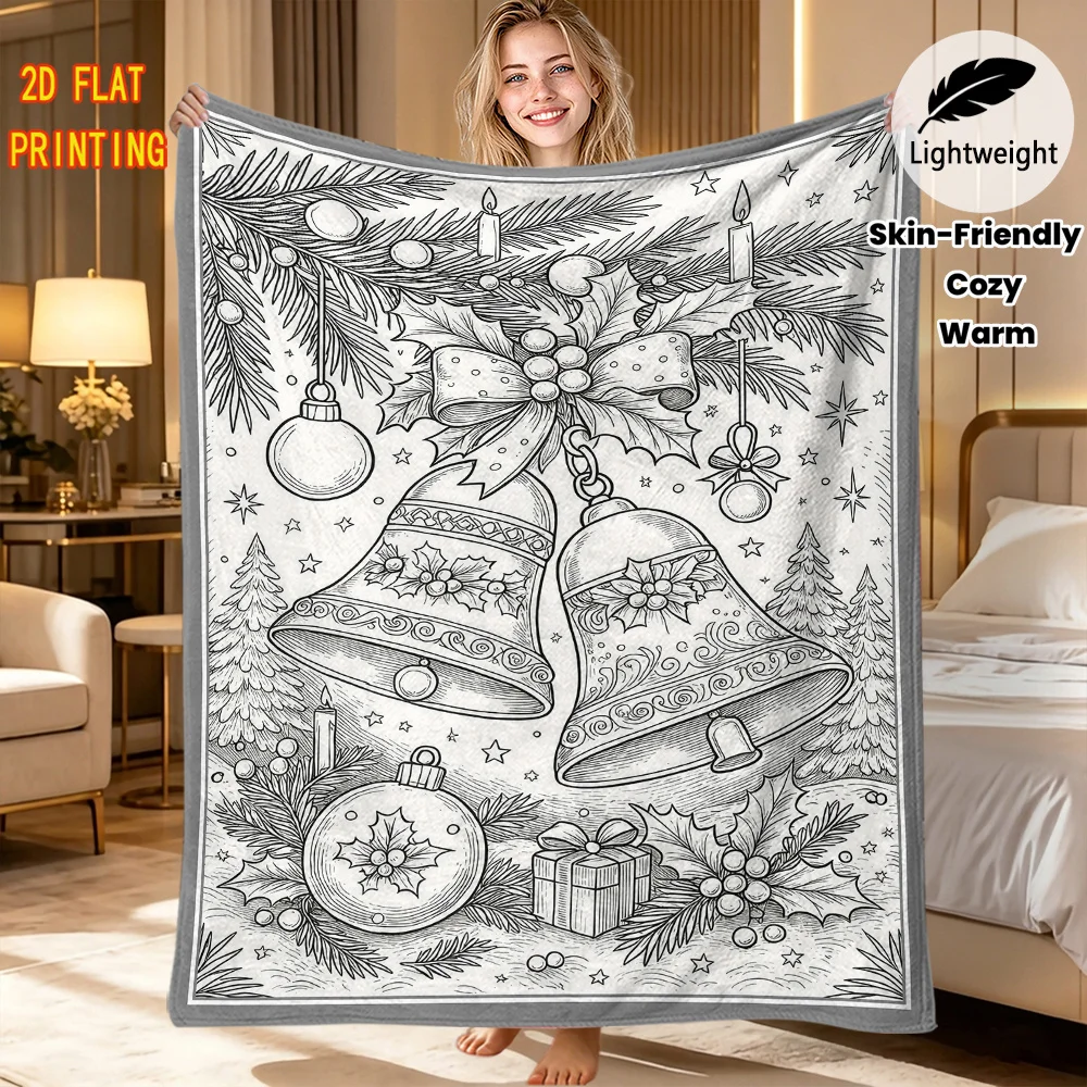 Soft Warm Throw Blanket Monochrome Zentangle Hummingbird Floral Line Art Lightweight Flannel For Indoor DIY blanket