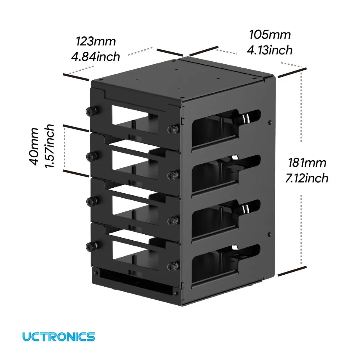 UCTRONICS سطح المكتب الكامل التوت بي العنقودية لراسبيري Pi 4 و 2.5 بوصة SSD ، 4 طبقات أمامية قابلة للإزالة و 2 مراوح التبريد