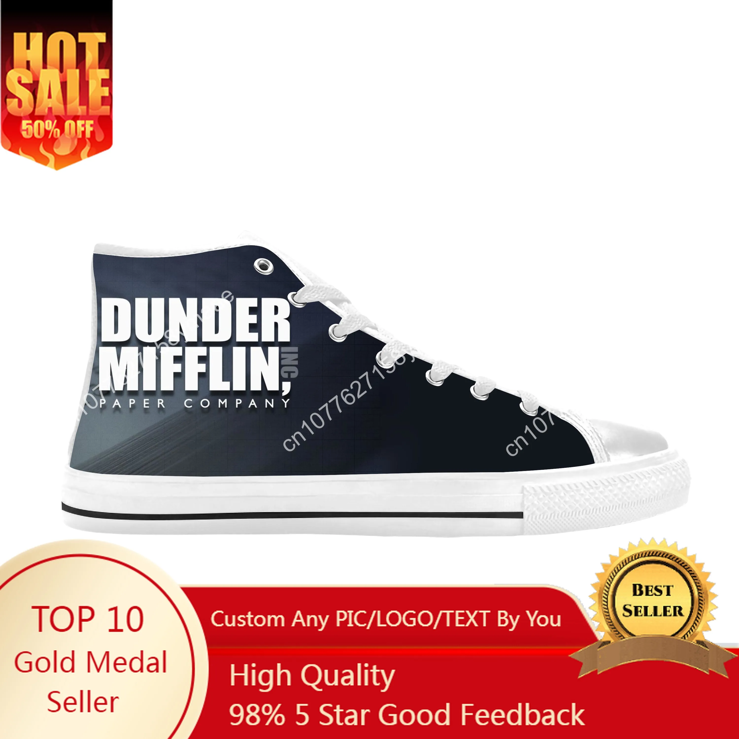 The Office TV Show Dunder Mifflin Paper Company Casual Cloth Shoes High Top Comfortable Breathable 3D Print Men Women Sneakers