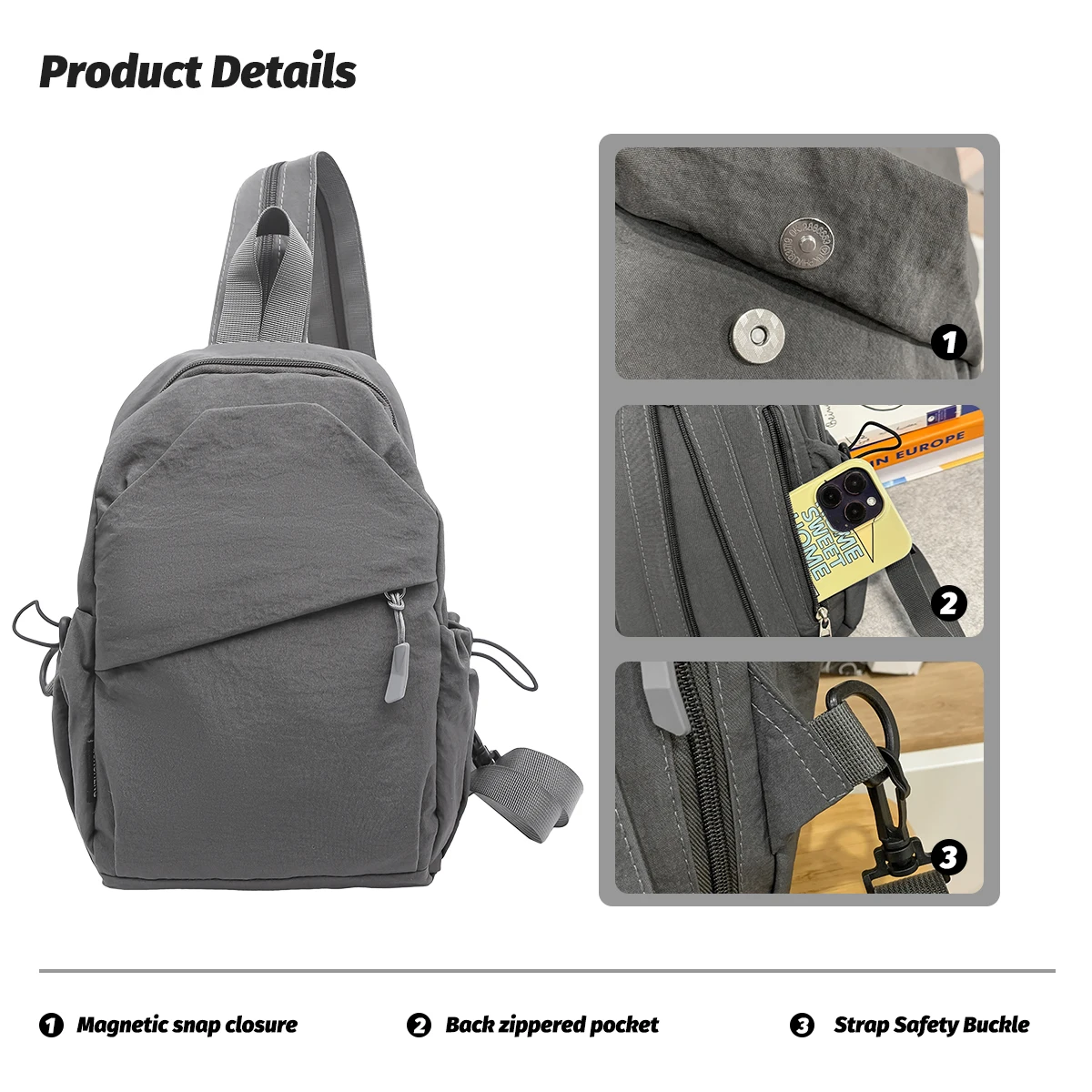 2025, neue trendige tragbare Umhängetasche für Damen, multifunktionale Brusttasche, kleiner Rucksack, All-Match-Umhängetasche, Freizeitreisen – Detail 5
