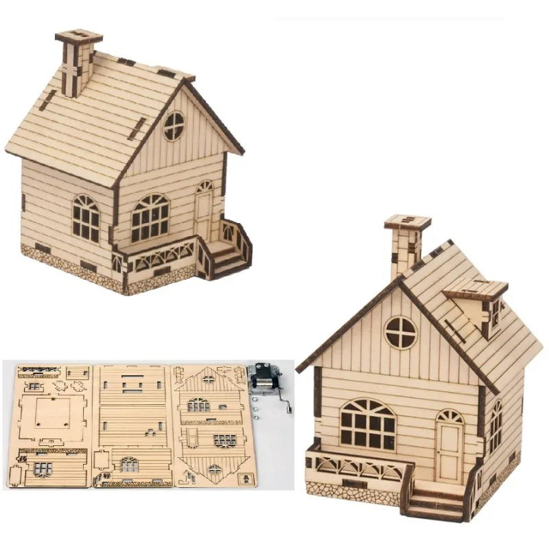 2025 DIY Wooden House Music Box Model Building Kit Fun Educational Science Toy Physics Handmade Assembly Blocks - Image 2