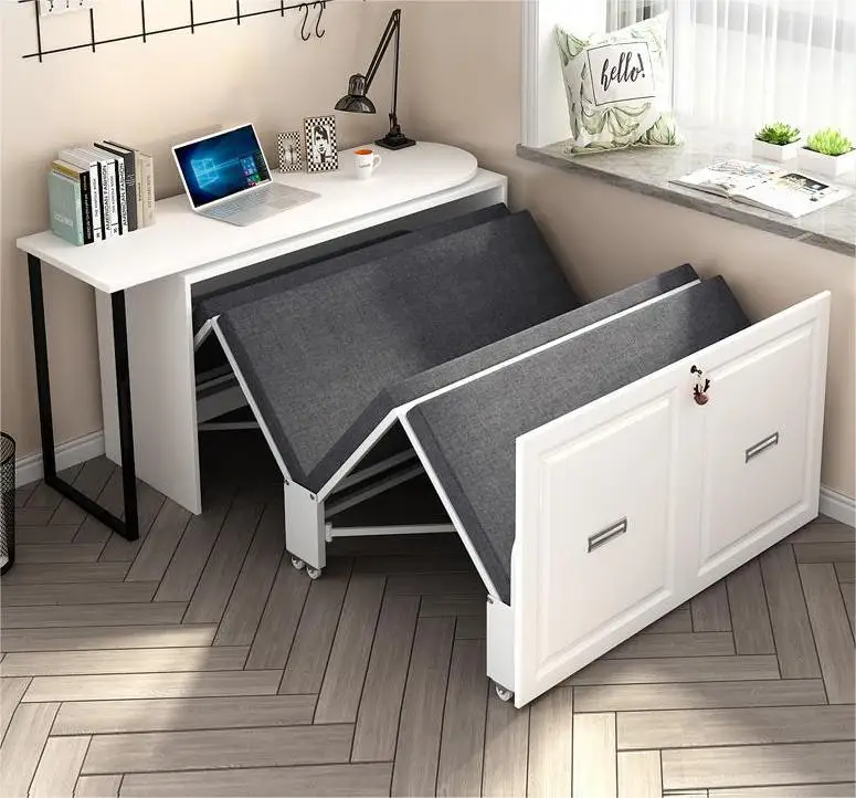 

White Desk Bed in One Home Office Furniture Folding Bed Foldable Bed Living Room Furniture