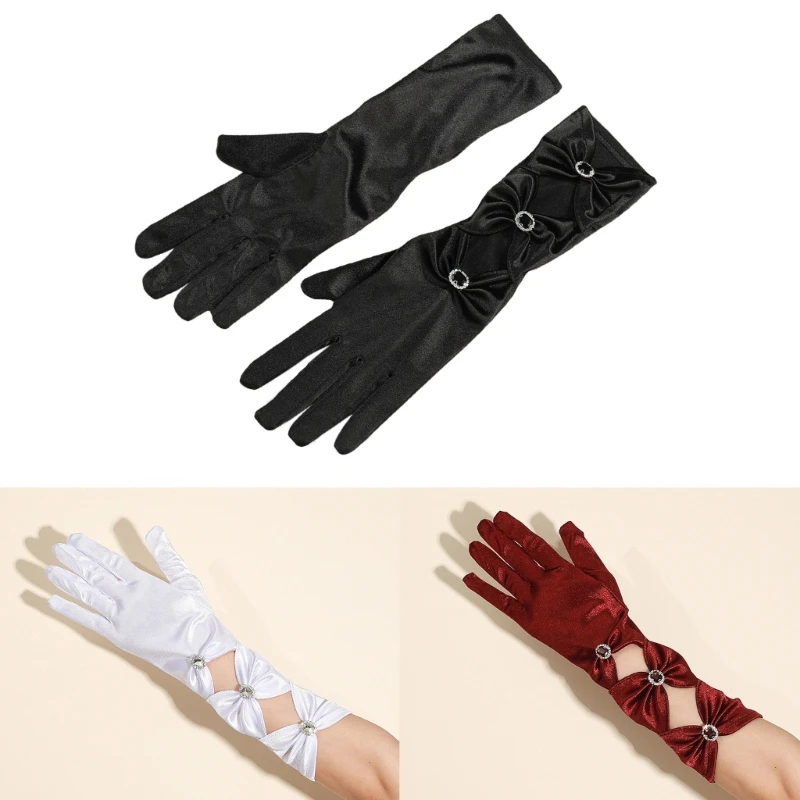 

Gothic Black Diamonds Long Gloves Women Formal Event Ceremonial Gloves Elegant Stretchy Party Dance Stage Performance Mittens