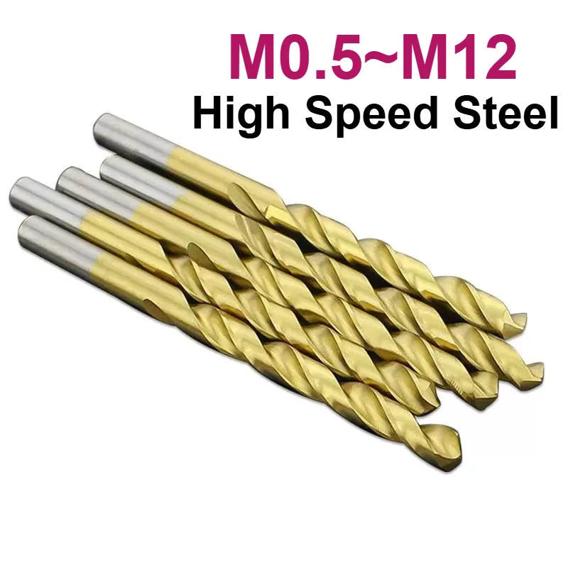 M0.5 M0.6 M0.7 M0.8 M0.9 ~ M12 titanio acero de alta velocidad HSS broca helicoidal Metal aluminio cobre acero inoxidable herramienta para agujeros de madera