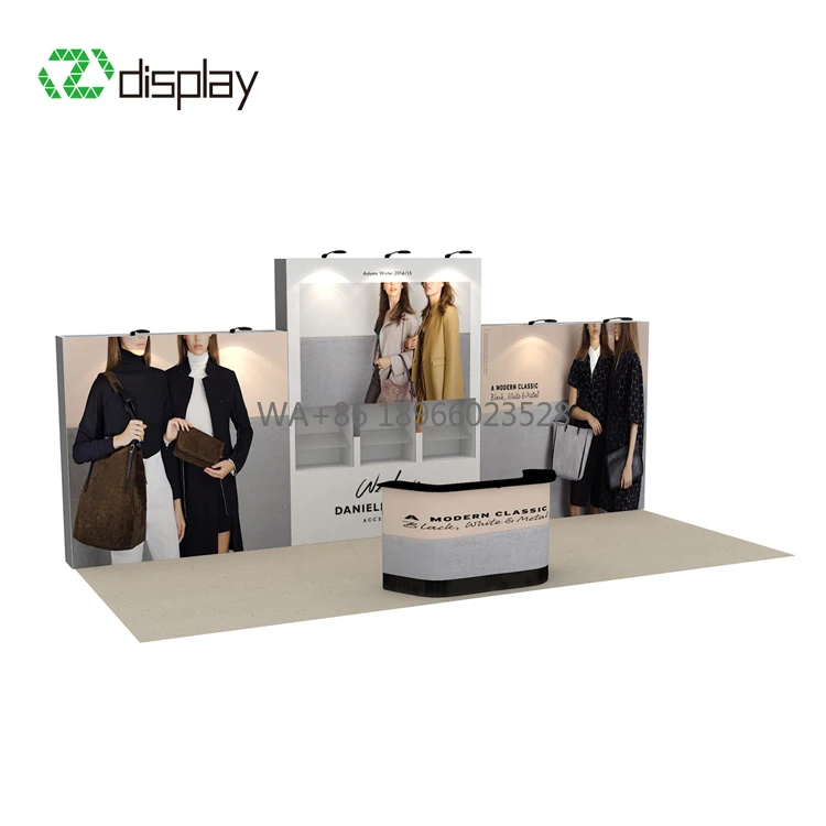 3x6 10x20 Popular Clothing  Aluminium System Exhibit Display Booth Designs Exhibition Construction Structures