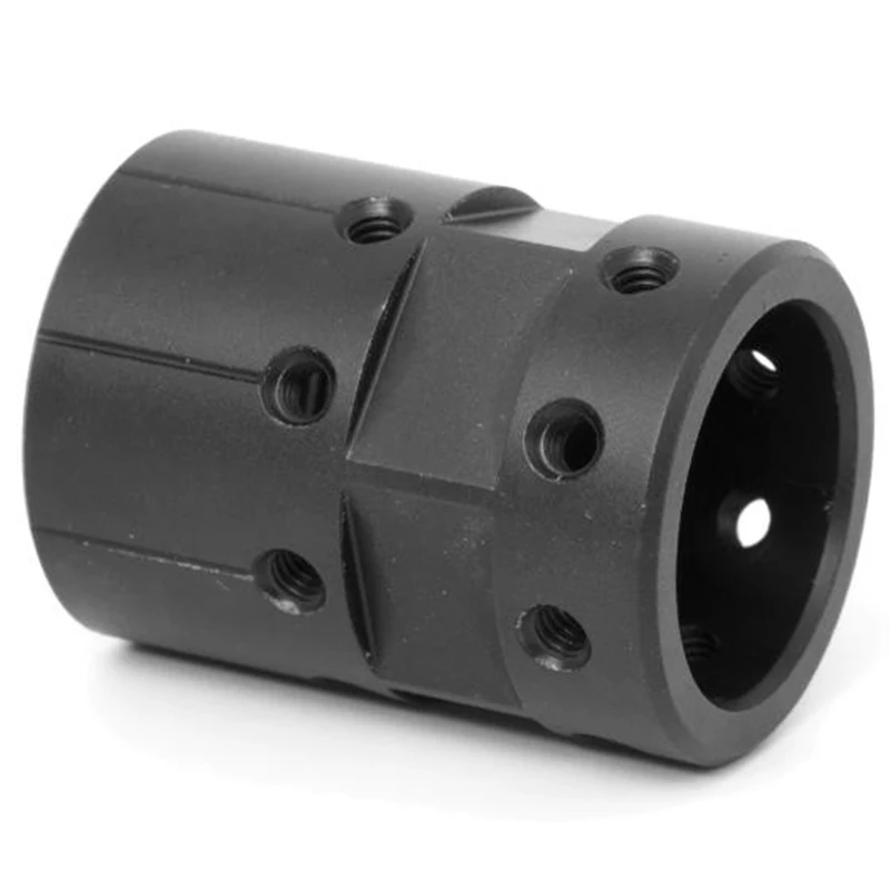 

Изготовленная на заказ на станке с ЧПУ черная анодированная алюминиевая муфта для валов с отверстиями под установочные винты, производство Китай