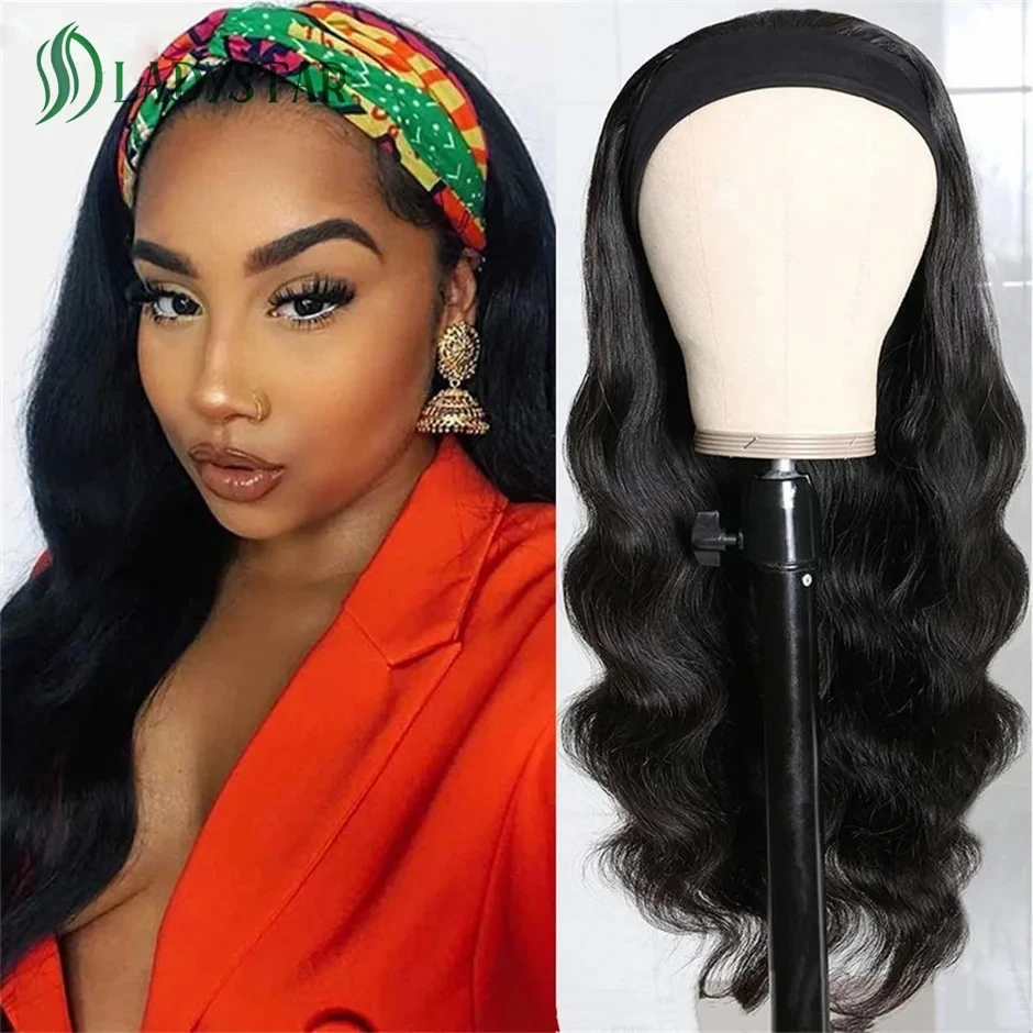 Headband Wig Body Wave Human Hair Wigs With Headband Brazilian Remy Body Wave Headband Wig Human Hair Scarf Wig for Women