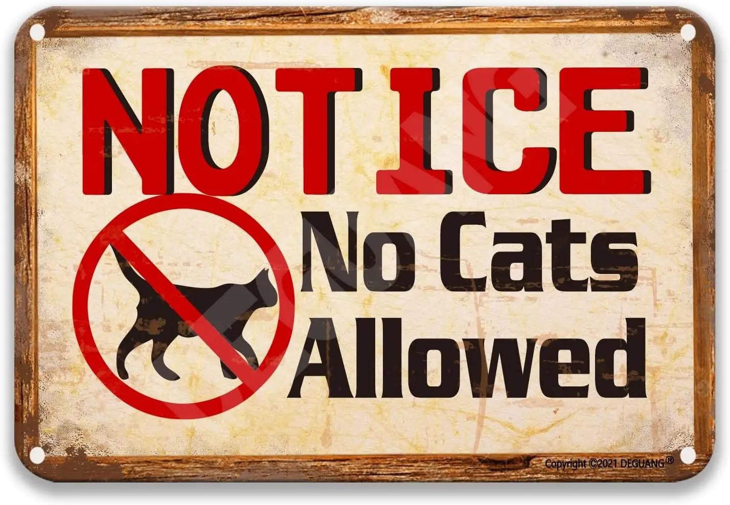 Warning No Cats Allowed Vintage Tin Signs French Country Kitchen Decor Decor For Home Wall Decor For Bedroom Metal