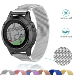 26 22 20mm Metal Band For Garmin Fenix 6S 6X 6 Pro Fenix 5X 5 5S 3HR Magnetic Loop Straps Quick Release Stainless Steel Bracelet