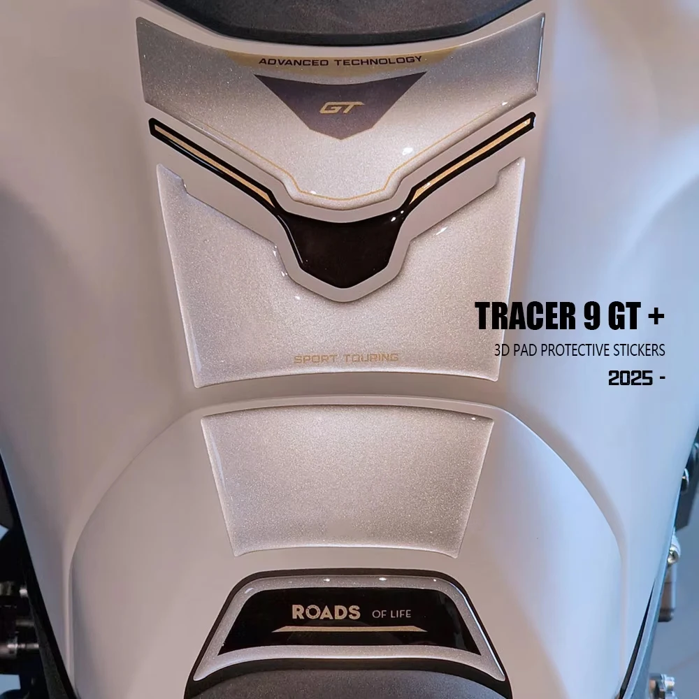 For Tracer 9 GT 2025 Ceramic Ice 3D Resin Sticker Kit Tank Pad Combination Accessories Motorcycle Tracer 9GT Tech Black