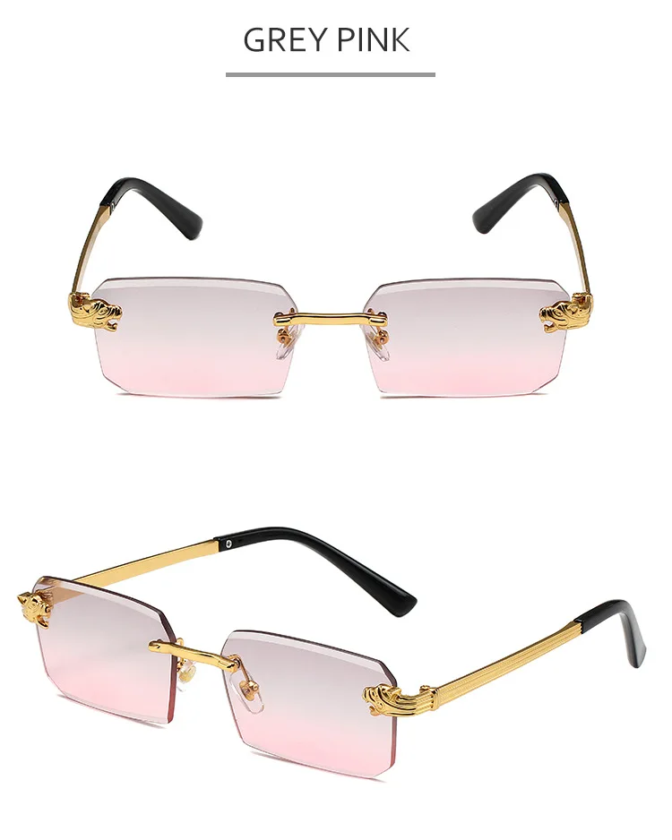 Damen Metallrahmenlose Sonnenbrille Hochwertige Luxusmarke Klassische Casual Sonnenbrille Unisex Outdoor Sport Rechteckige Schattierung Herren – Detail 16