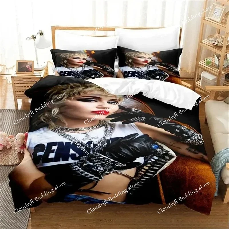 Singer Miley Cyrus Bedding Set 3D Print Duvet Cover Set Pillowcase Comforter King Queen Size Quilt Cover For Boys Adult
