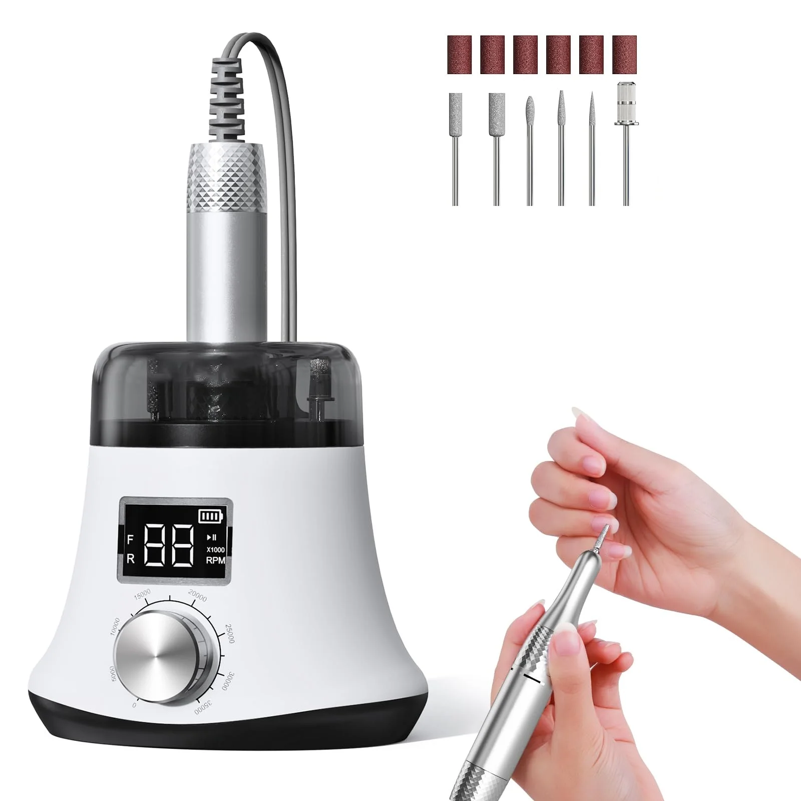 المحمولة القابلة لإعادة الشحن سطح المكتب إزالة وتلميع الأظافر الكل في واحد طلاء الأظافر مقبض قابل للتعديل مسمار الحفر عالية السرعة مسمار Pol #1