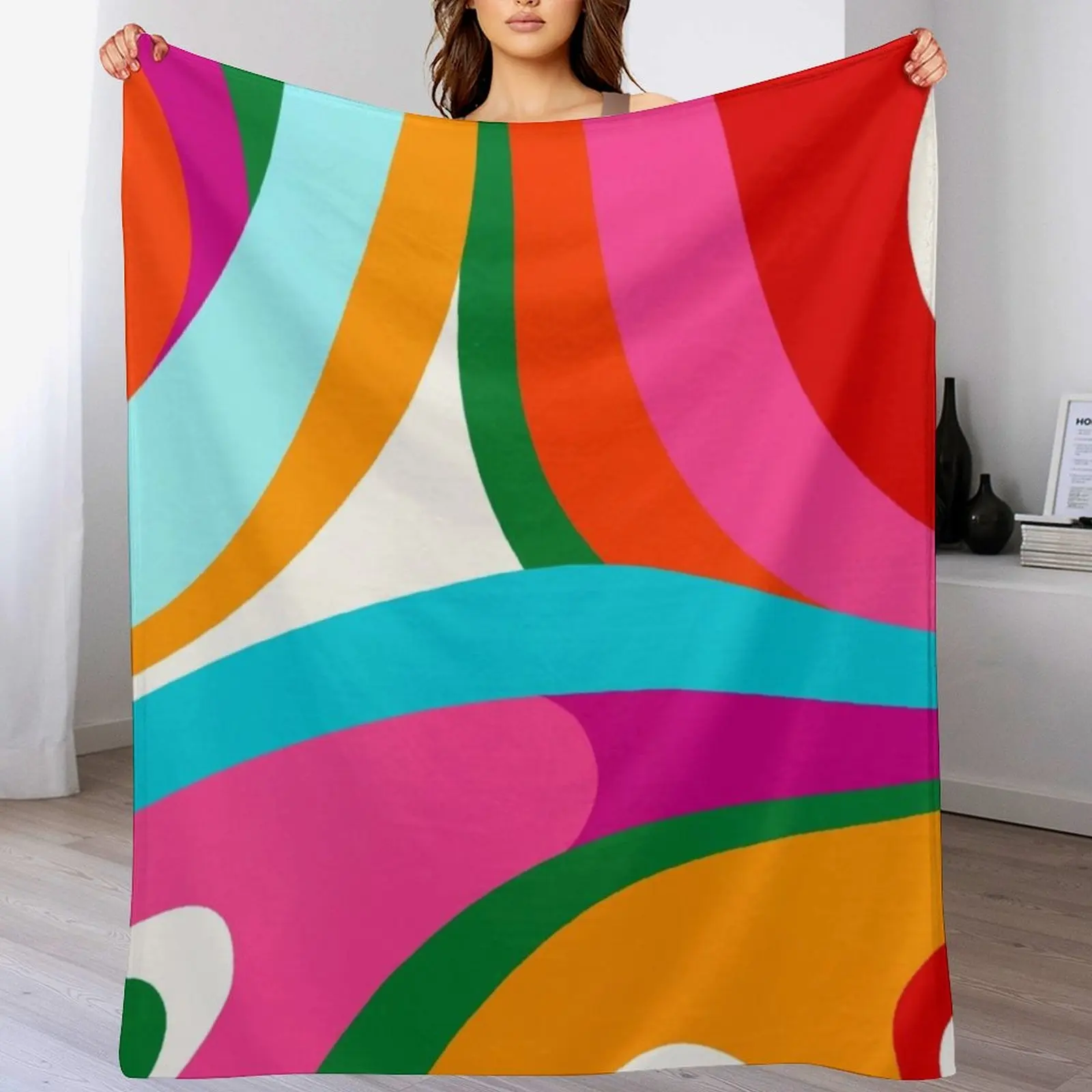 

Colorful Mid Century Abstract 2 Throw Blanket Decorative Throw Cute Blankets