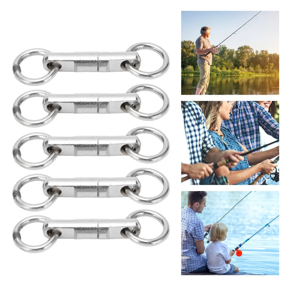 10PCS Stainless Steel Fishing Bearing Swivel 360 Degree Rotation Multiple sizes Fishing Ring Swivel Column Fishing Swivels
