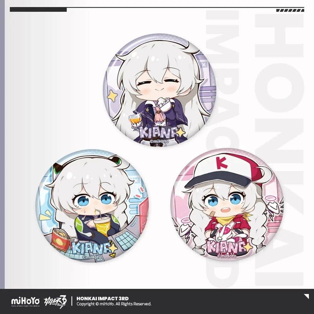 Official miHoYo/Honkai Impact 3 Licensed Anime “Growth Plan” Series Game Merchandise Tin Badge Set Brooches