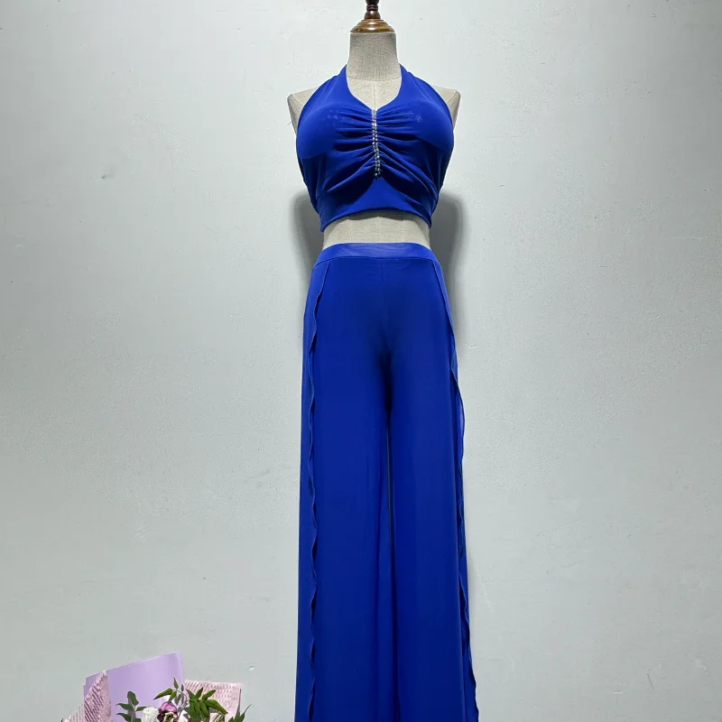 Customized Belly Dance Costume Practice Dress Pants Hanging Neck Top Pants Practice Outfit Team Class Clothes